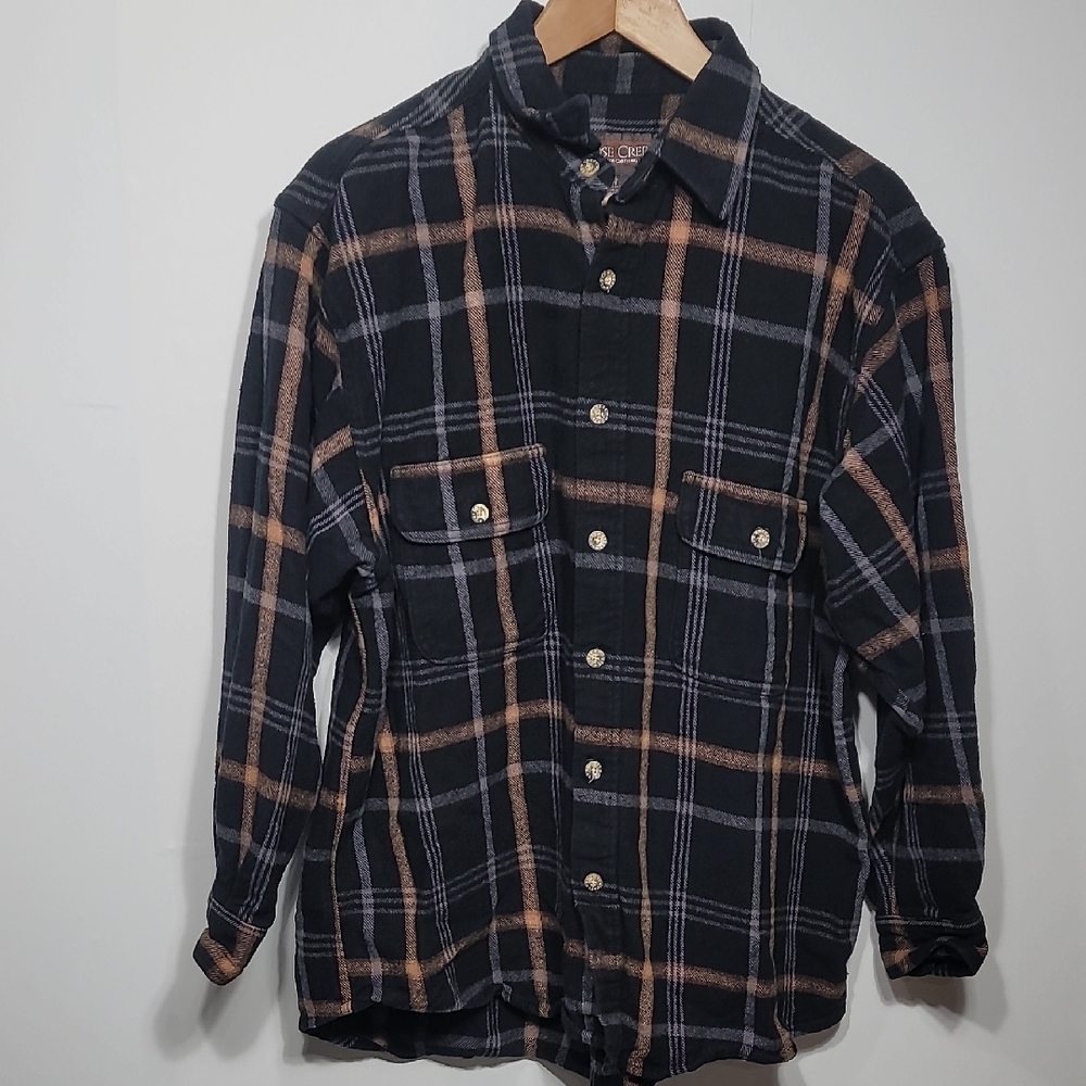 Moose Creek Men's Plaid Shirt Jacket in Black and Tan